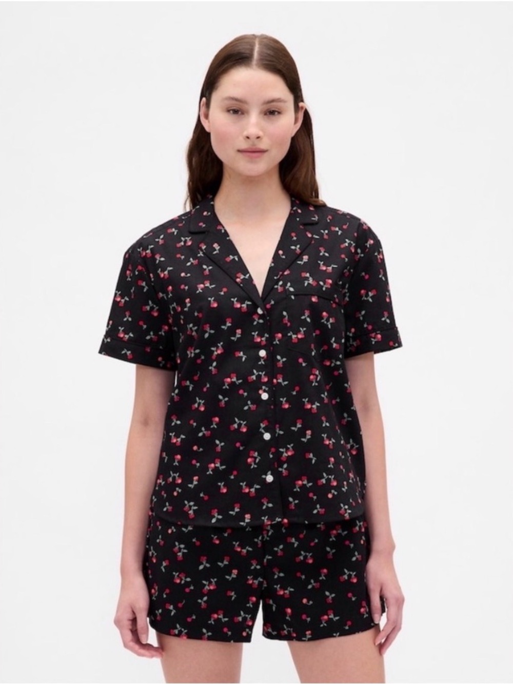 GAP Black Cherry-Print Short Sleeve Pajama Set